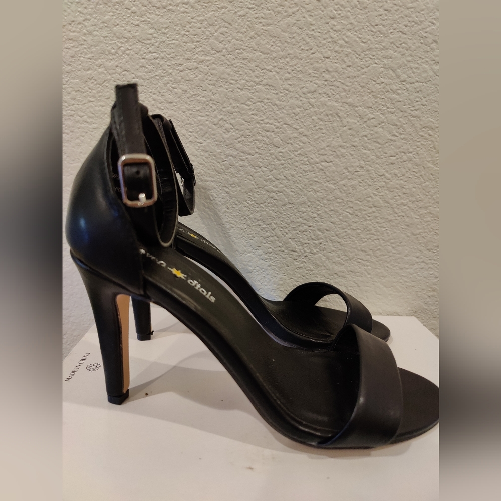 Seven Dials Black Strappy Heels View 2